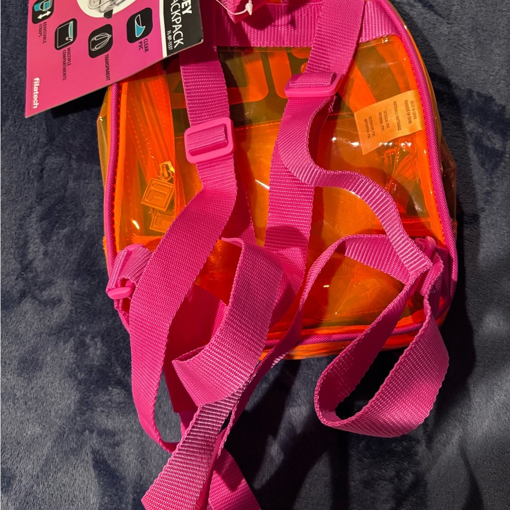 Fila Pink and Orange Transparent Backpack - Picture 2 of 4